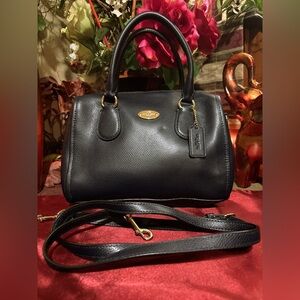 Coach Black Leather Mini Satchel with Gold Hardware